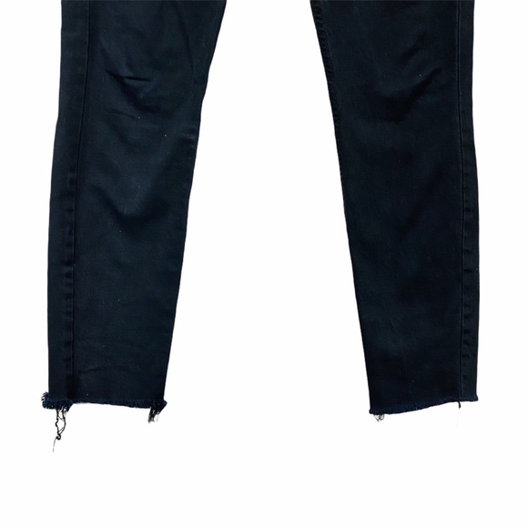 Re/Done High Rise Button Front Raw Hem Black Jeans - Picture 3 of 8